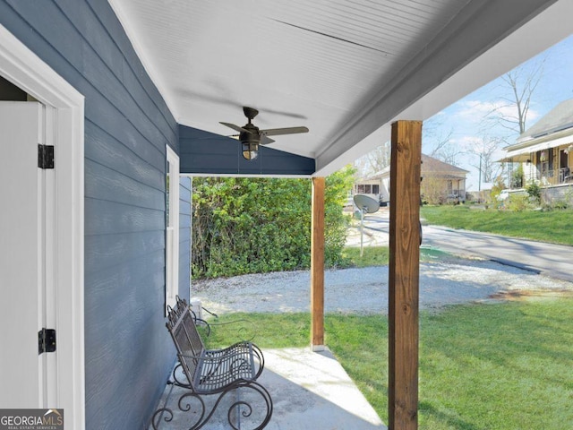 view of patio / terrace featuring a ceiling fan