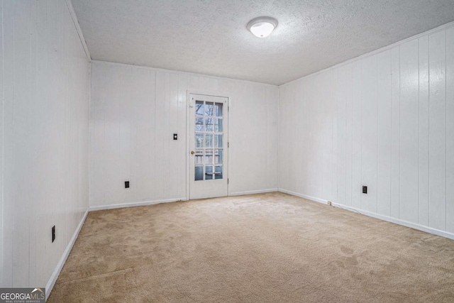 empty room featuring carpet and a textured ceiling