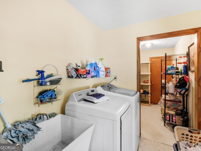 2643 Rocky Creek Rd, Hampton, GA 30228 - washroom featuring washer and clothes dryer, laundry area, and a sink