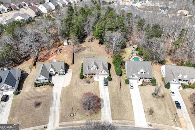 aerial view featuring a residential view