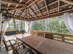 wooden deck with outdoor dining area