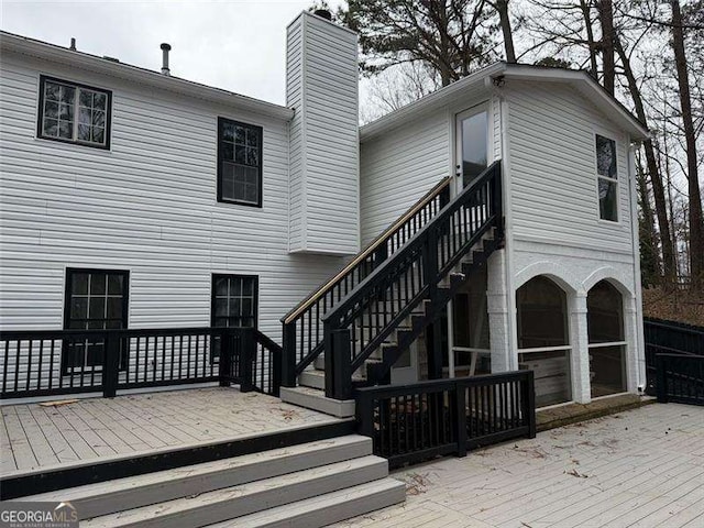 wooden terrace with stairs