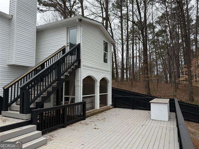 wooden terrace with stairs