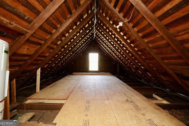 view of unfinished attic