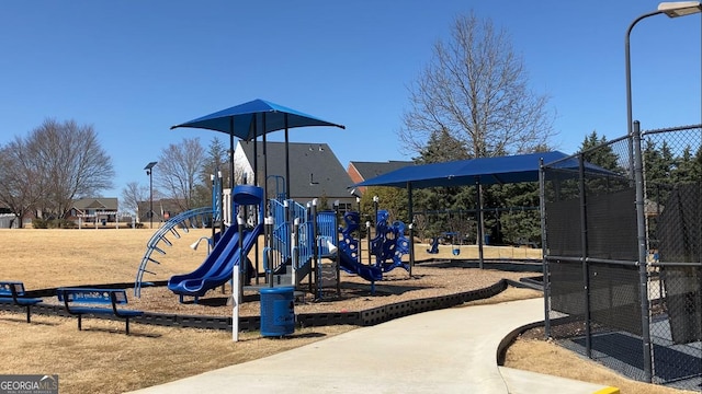 community play area with fence