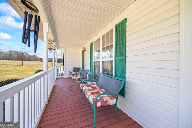 deck with a porch