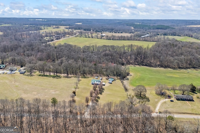 bird's eye view featuring a rural view