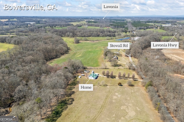 aerial view with a rural view