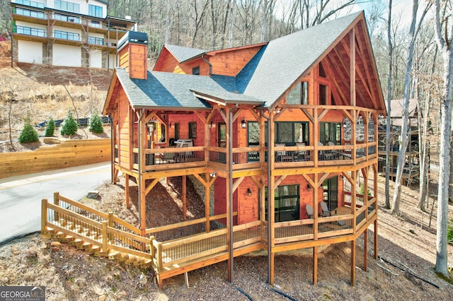 view of jungle gym with a deck