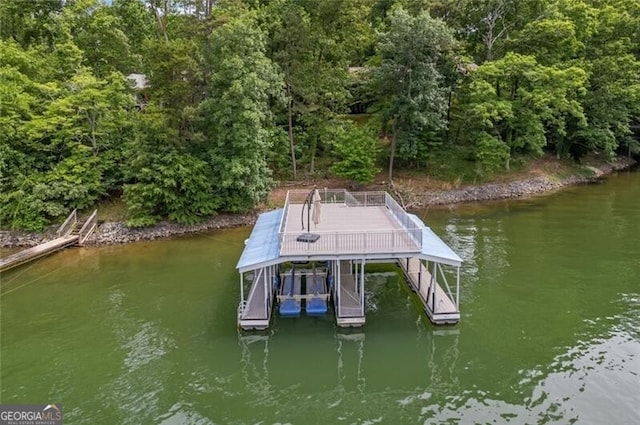 dock area featuring a water view