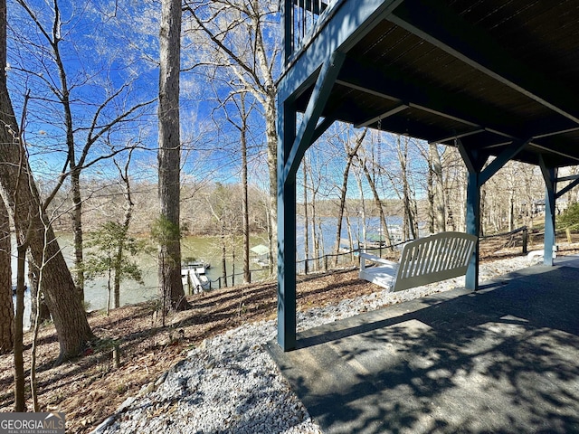 view of property's community with a water view