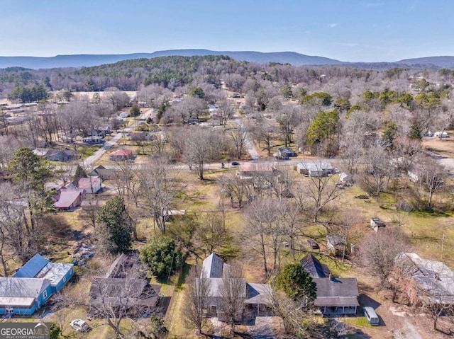 bird's eye view with a mountain view