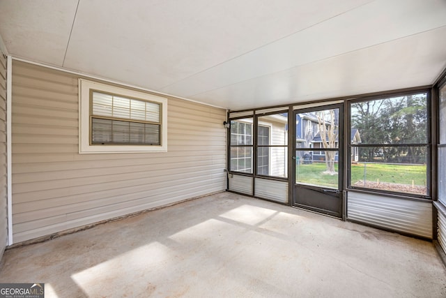 view of unfurnished sunroom