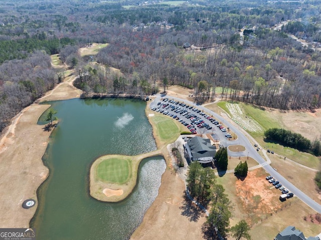 49 Inverness Ct, Hiram, GA 30141 - aerial view of property and surrounding area with a heavily wooded area and a nearby body of water