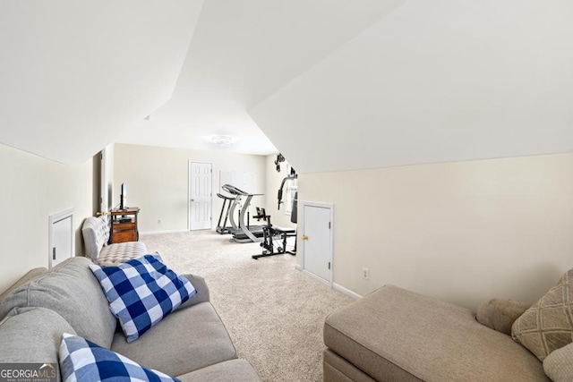 living room featuring carpet floors and baseboards