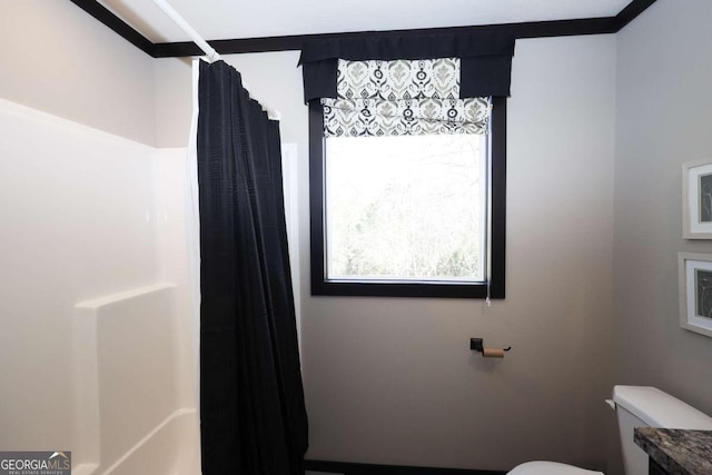 2802 County Road 19, Woodland, AL 36280 - bathroom featuring toilet and curtained shower