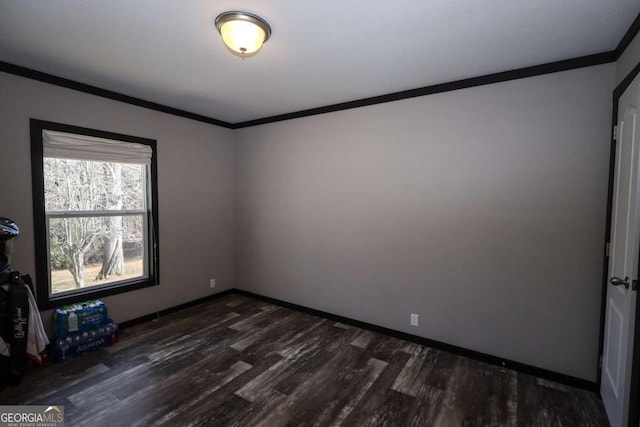 2802 County Road 19, Woodland, AL 36280 - spare room with dark wood-type flooring, ornamental molding, and baseboards