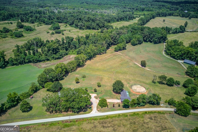 aerial view featuring a rural view