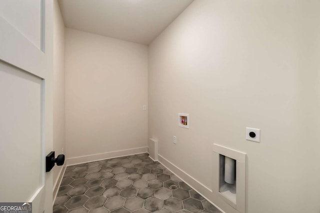 laundry room featuring washer hookup, laundry area, baseboards, and electric dryer hookup