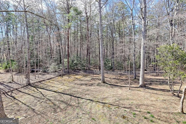 view of yard featuring a wooded view