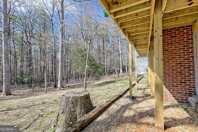 view of yard featuring fence