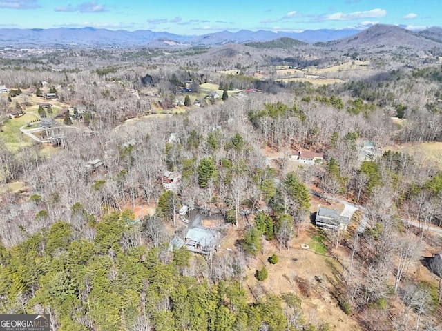 aerial view with a mountain view