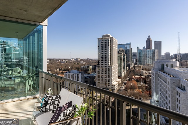 balcony featuring a view of city