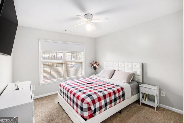 3550 Myrtlewood Chase NW, Kennesaw, GA 30144 - bedroom with light colored carpet and a ceiling fan
