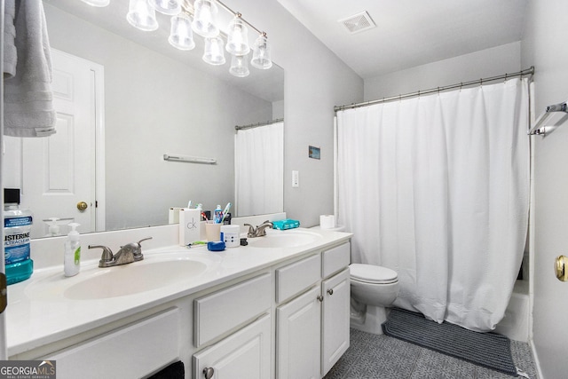 3550 Myrtlewood Chase NW, Kennesaw, GA 30144 - full bathroom featuring double vanity and shower / bath combo with shower curtain