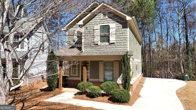 view of front of home featuring covered porch