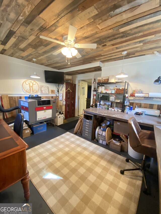 home office featuring a ceiling fan