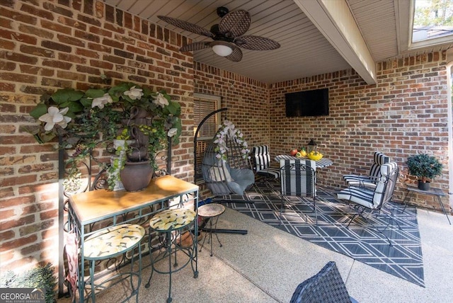 view of patio with a ceiling fan