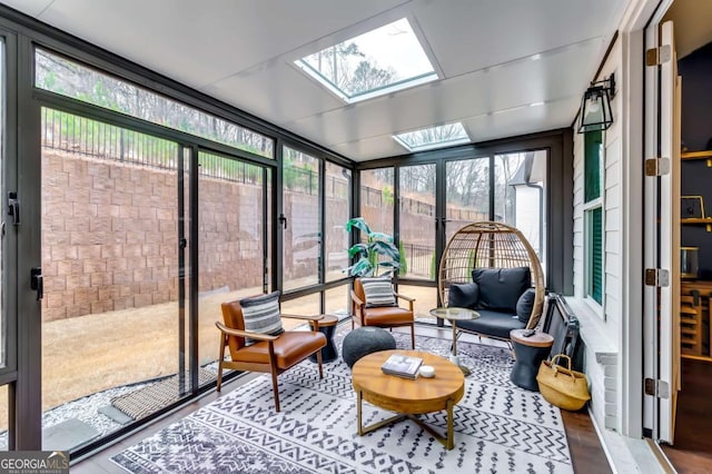 sunroom with a skylight