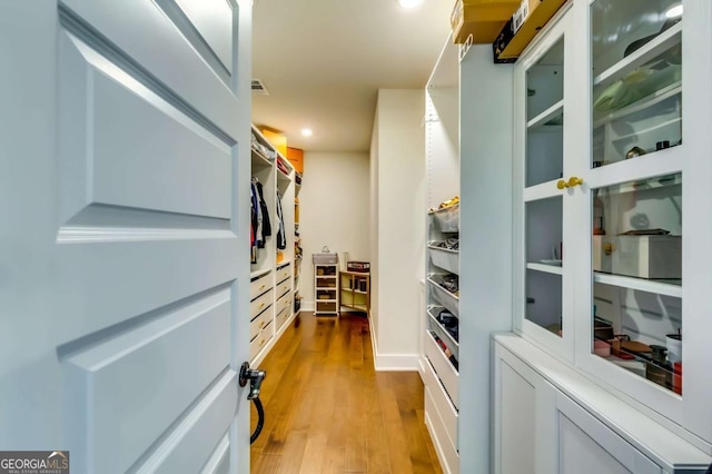 spacious closet featuring light wood-style floors