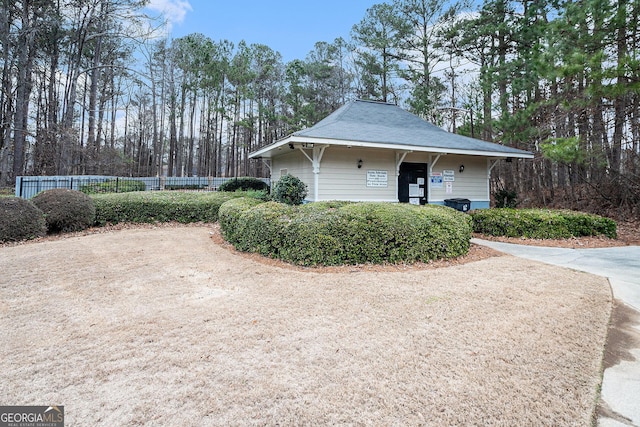 exterior space featuring fence