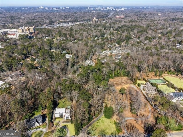 bird's eye view with a forest view