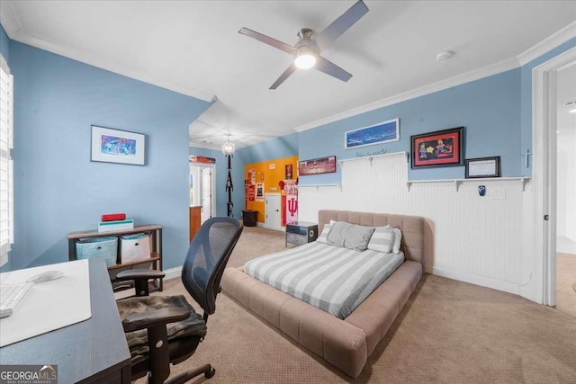135 Newcastle Ct, Roswell, GA 30076 - office space featuring carpet, ceiling fan, ornamental molding, and a wainscoted wall