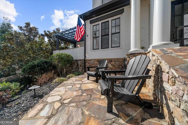135 Newcastle Ct, Roswell, GA 30076 - view of patio / terrace featuring a pergola
