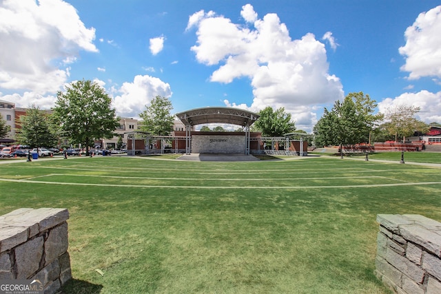 view of community with a lawn