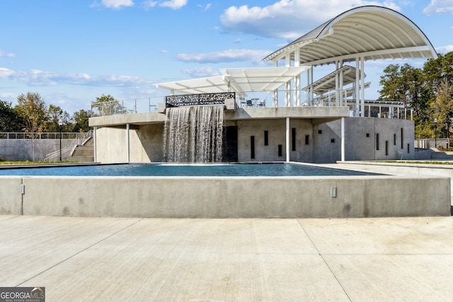 view of swimming pool with fence