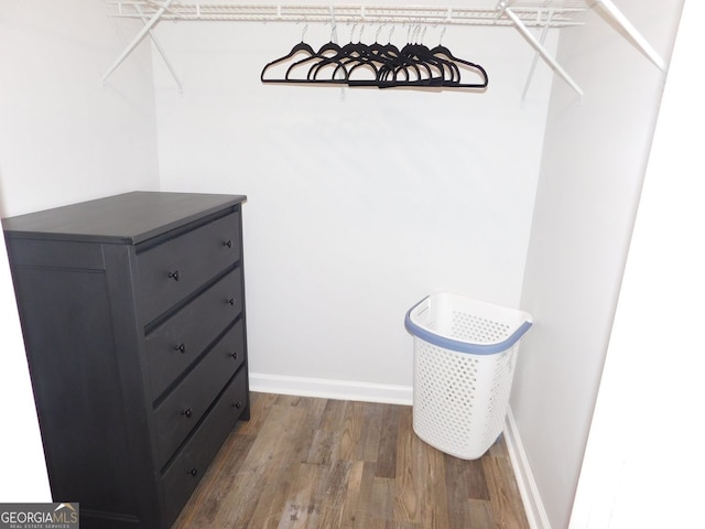 walk in closet featuring wood finished floors