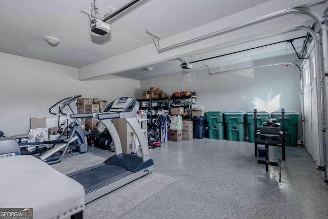 exercise area with a garage