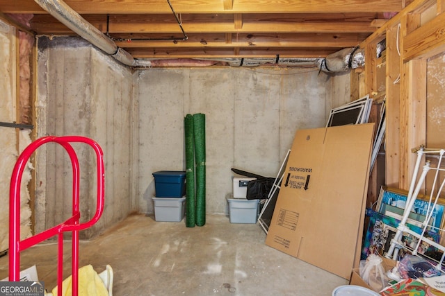 view of unfinished basement