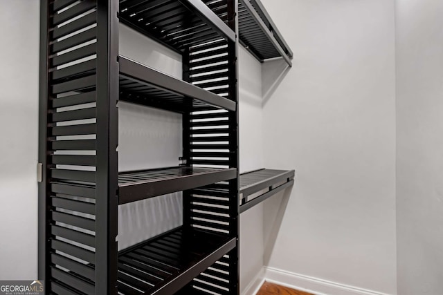 walk in closet featuring wood finished floors