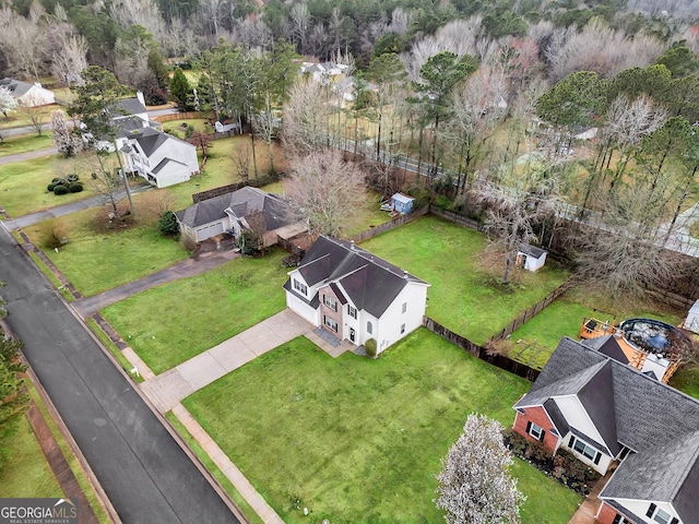 bird's eye view with a residential view