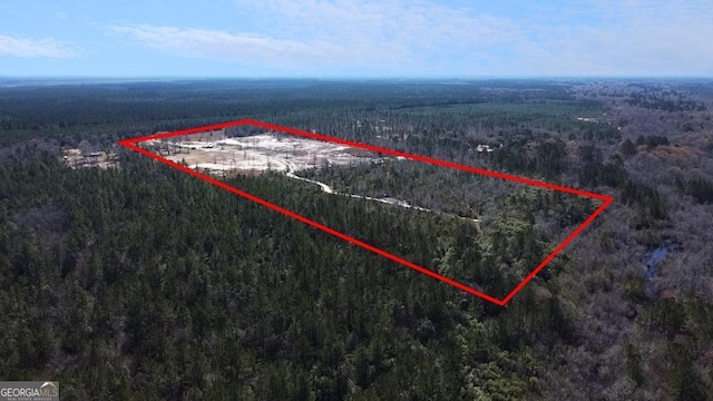 birds eye view of property with a view of trees