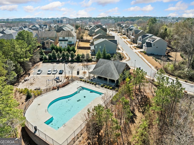 aerial view featuring a residential view