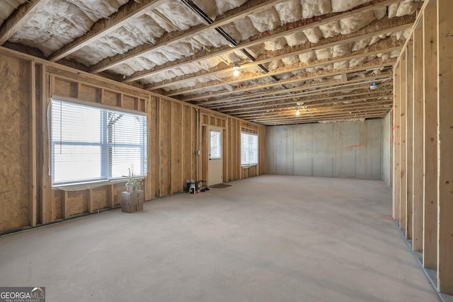 basement featuring plenty of natural light