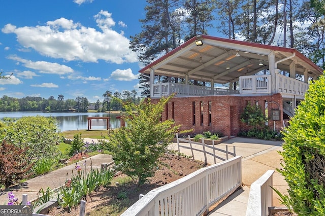 view of community featuring a water view