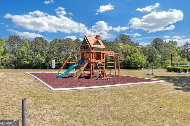 view of play area with a lawn